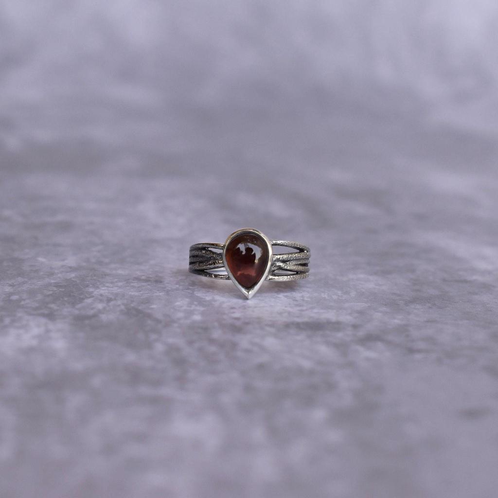 Genuine Garnet Ring Silver Oxidized Bohemian Ring Garnet Handmade Ring for Women Healing Red Gemstone Ring Unique Gemstone Ring Gifts