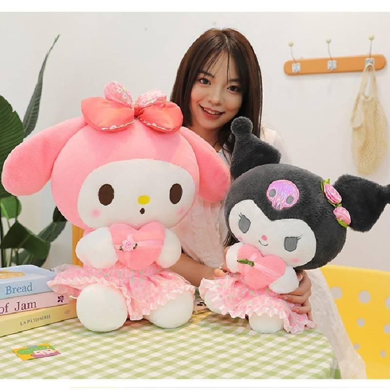 Romantic Flower Sea Kuromi Doll Melody Plush Toy Large Stuffed Doll Birthday Gift