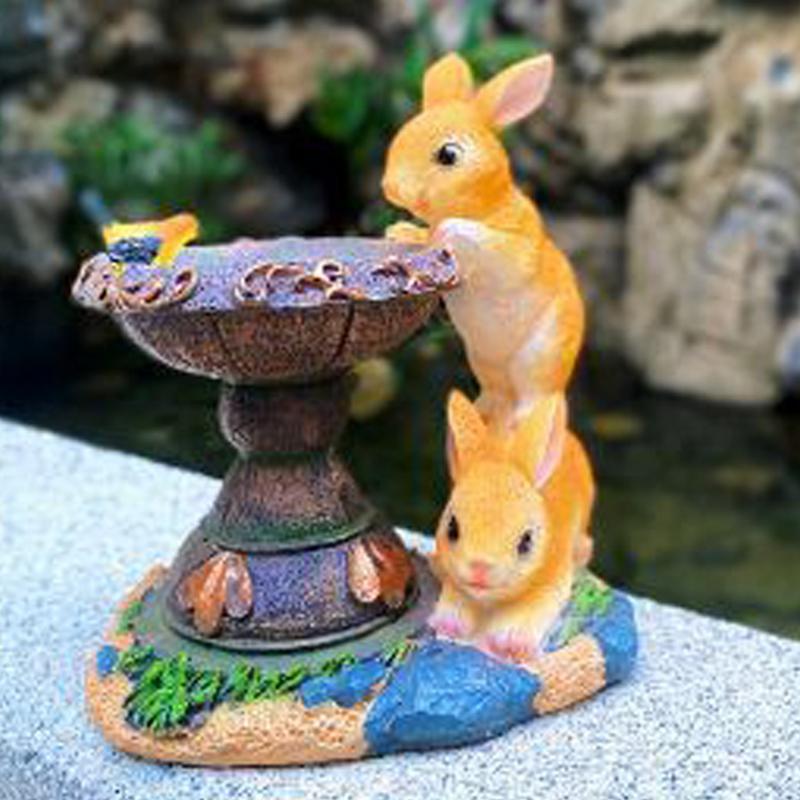 

Garden Bunny Statue Outdoor Solar Garden Animal Decor Resin Crafts Cartoon For Potted Plant Cottage Landscaping Spring Easter United States