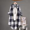 Women's Plaid Long Sleeve Sun Protection Shirt – Loose, Plus Size, Cotton Linen Jacket