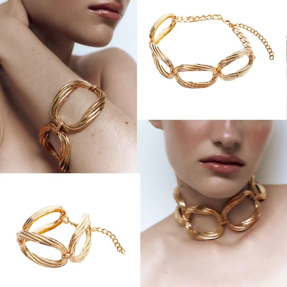 Multi-layer Line Minimalist Jewelry Combo Golden Color Adjustable Bracelet  For Women