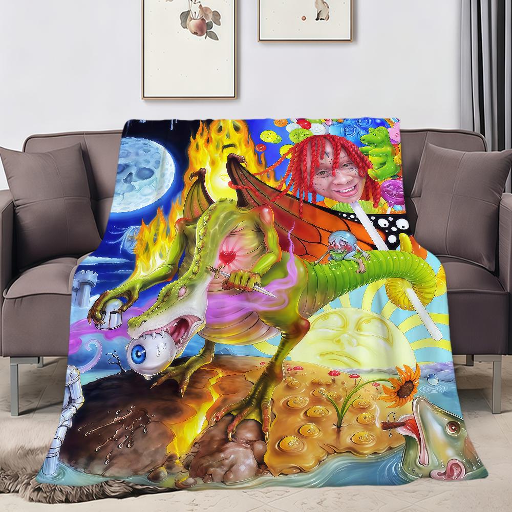 Singer Cool Pop Art T-Trippie R-Redd Flannel Soft Warm Plush Blanket Sofa Living Room Pet Hogar Bedroom Gift Home Car Portable