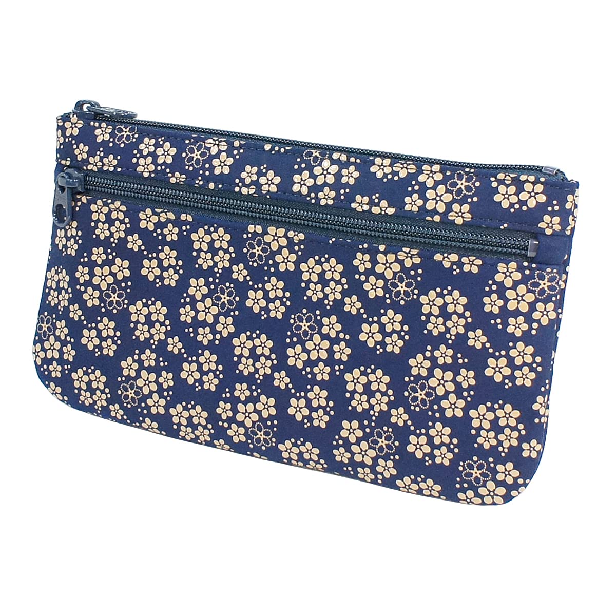 

Inden Navy Blue x White [Inden-ya] No.6 Pouch, Deerskin, Lacquer, Forget-me-not Pattern, 4407-14-181