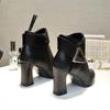 Chelsea Boots Monochrome Womens Pointed Toe Thickened Heel Boots With Zipper Closure