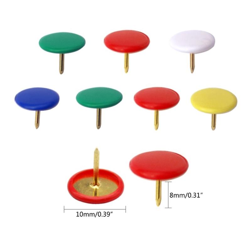 100Pcs Colors Push Pins Colorful Decorative Thumb Tacks Roundness Head Push Pins