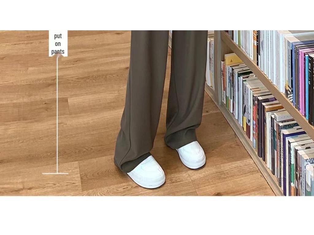 2025 Damen High-Waist Klettverschluss Weitbein-Hose: Frühlings-/Herbst-Casual-Drapierung Bodenlange Hose