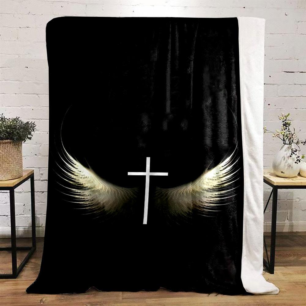 Cross Wings Blanket Printed Blanket for Living Room Bed Couch lunch break Soft Cozy Blanket for Friend's festival Gift