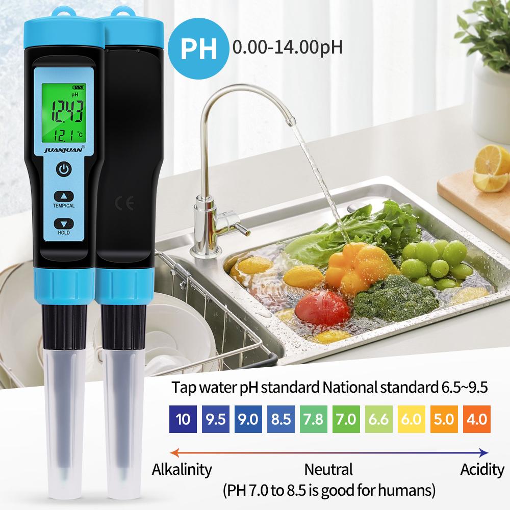 Digital LCD Food PH Meter Portable Dough PH Tester Temp Acidity Tester with Backlight for Cosmetic Food Cheese Meat Fruit