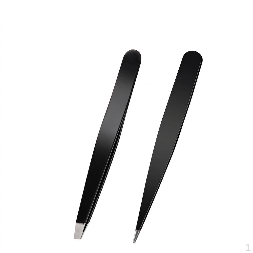 Tweezers for Eyebrows, Stainless Steel Slant and Pointed exact Tips Facial Hair Removal,