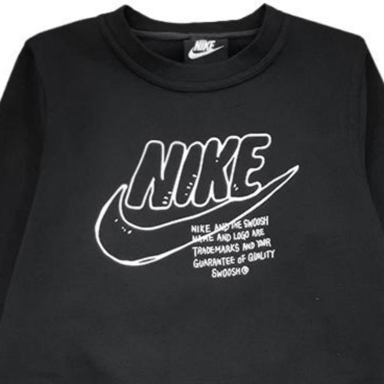 Nike Logo Print Crewneck Sweatshirt Kids Sweatshirts Black CZ6108-010
