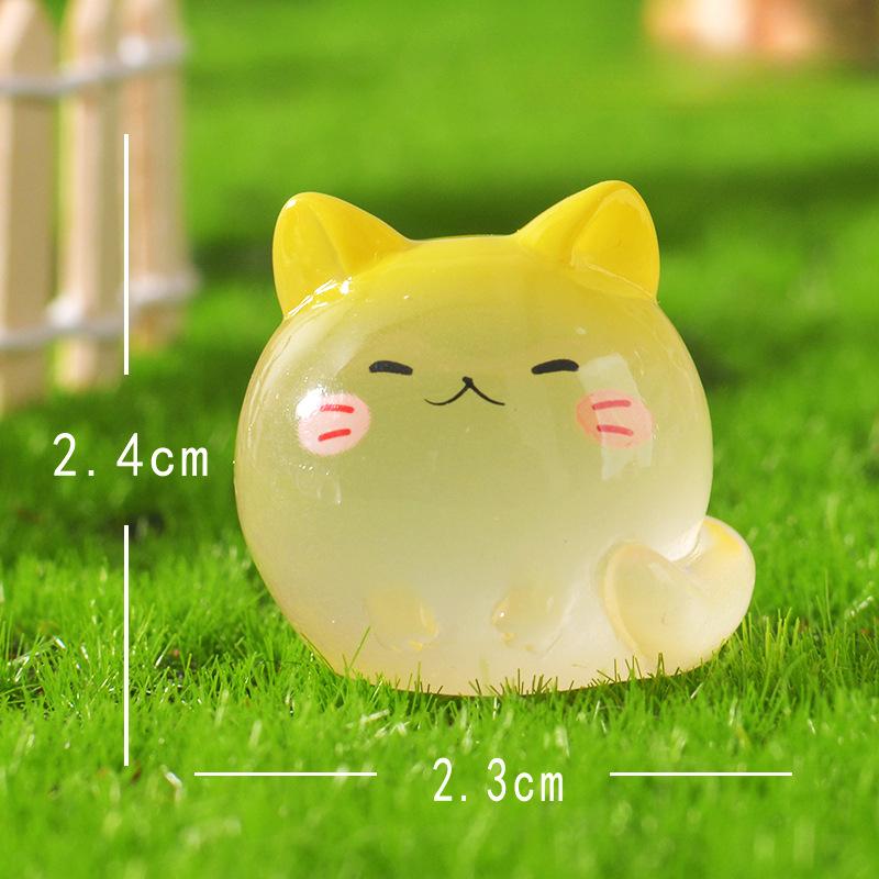 Cute Luminous Kitten Micro-landscape Desktop Ornament, Long-tailed Cat Car Decoration Accessory