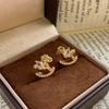 Real gold electroplated silver needle zircon pony stud earrings new Chinese daily versatile earrings natal year light luxury niche earrings
