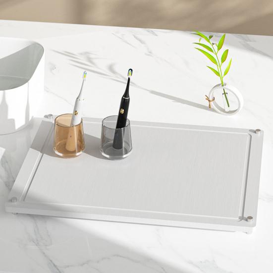 Toiletries Storage Holder Quick-Drying Counter Mat with Non-Slip Stainless Steel Legs for Home Bathroom