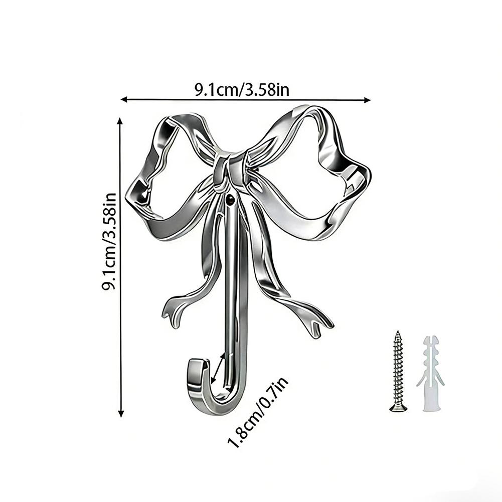 Vintage Gold Alloy Bow Shaped Wall Hook 9.1 cm x 9.1 cm x 1.8 cm Decorative Hanger for Home Office Hallway Use
