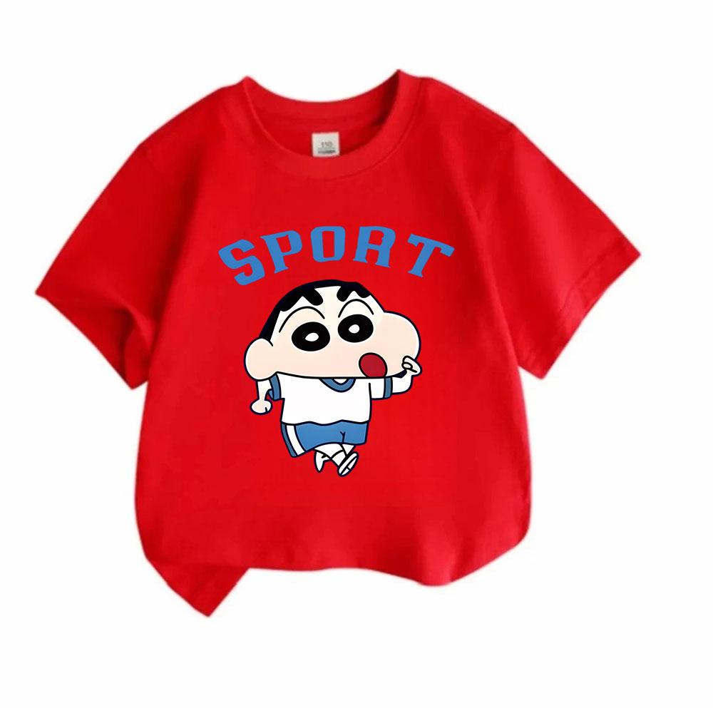 Kids Boys Girls 100% Cotton Crew Neck Short Sleeve T-Shirt, Cute Cartoon Sport Print Casual Soft Breathable Summer Tops for Little Children Daily Play
