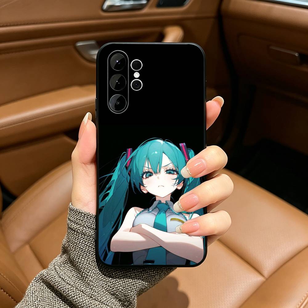 Anime H-Hatsune Miku Black Soft Silicone Phone Case for Samsung Ultra S25, S24, S21, S22, S23, S30, Plus, FE, Lite
