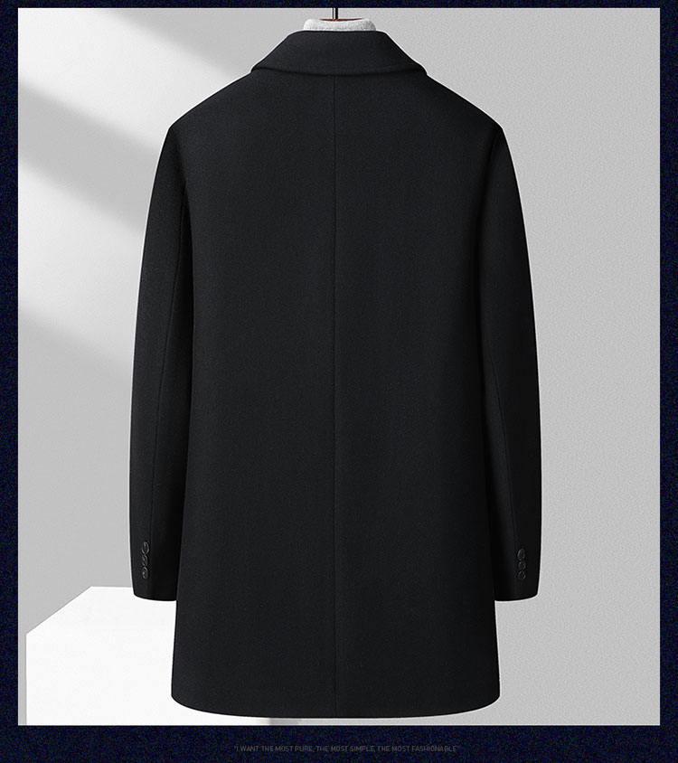 Men's Thickened Woolen Coat with Cotton Padding, Classic Striped Outerwear for Middle-Aged & Elderly, Dad's Style for Autumn/Winter.