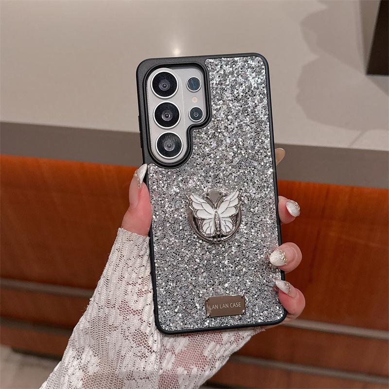 

New 2026 Luxury Glitter Rhinestone Butterfly Ring Case For Samsung Galaxy S26 Ultra INS Elegant Shockproof Cover 3 Colors Galaxy S26 Ultra