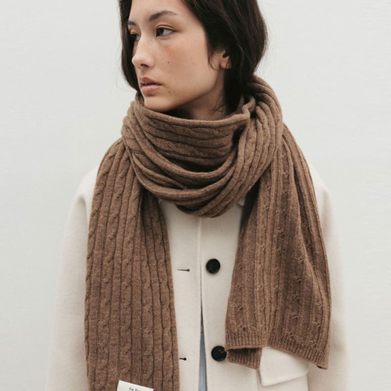 

THE RYE Cable Wool Muffler(Brown) FREE