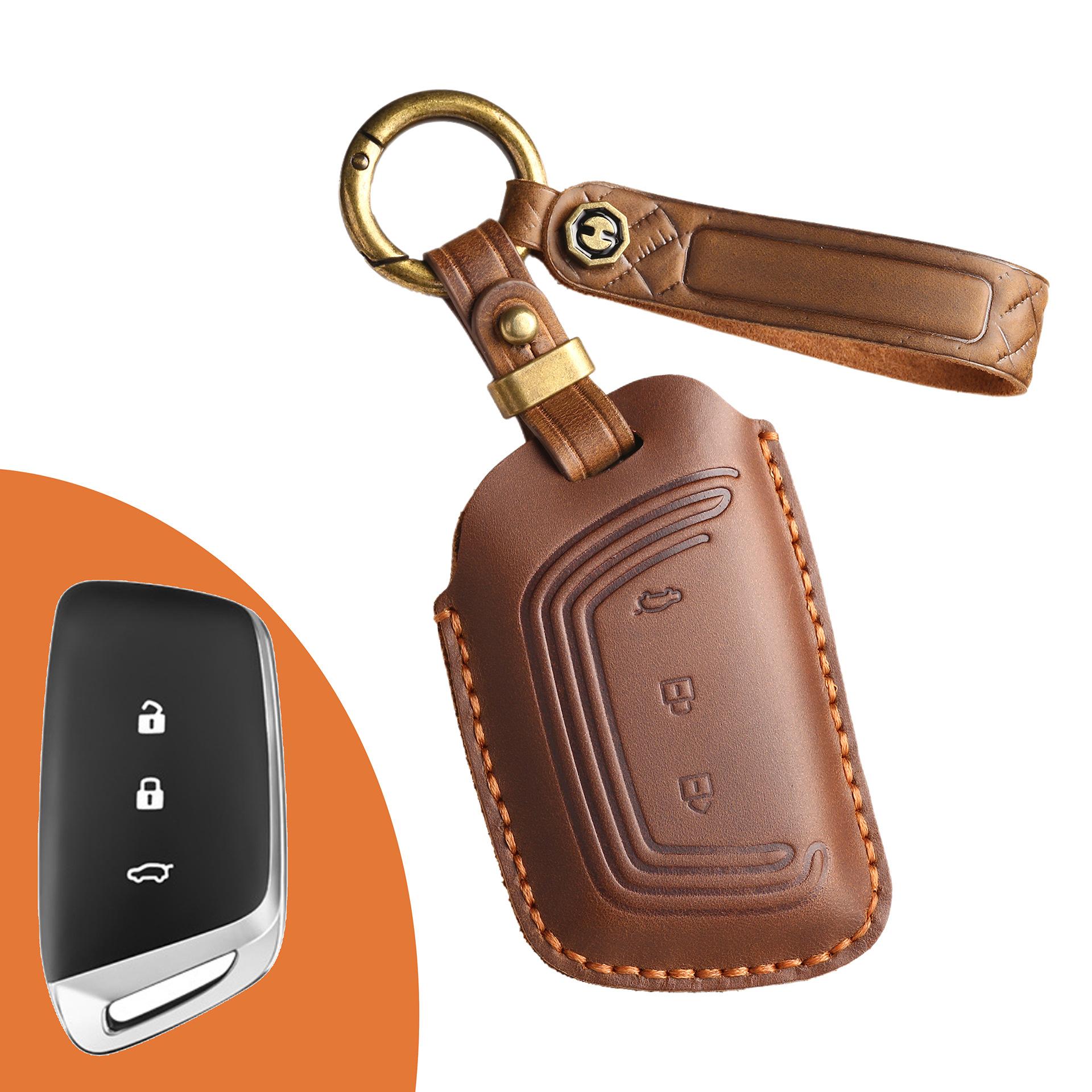 

The retro key cover is suitable for Baojun s new rm5rs-5rc6rs3 Wuling Hongguang mini ev leather protection bag. коричневий