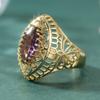 Vintage Inlaid Purple CZ Women's Ring Exquisite Gold Color Geometry Daily Wear Party Jewelry Anniversary Gift