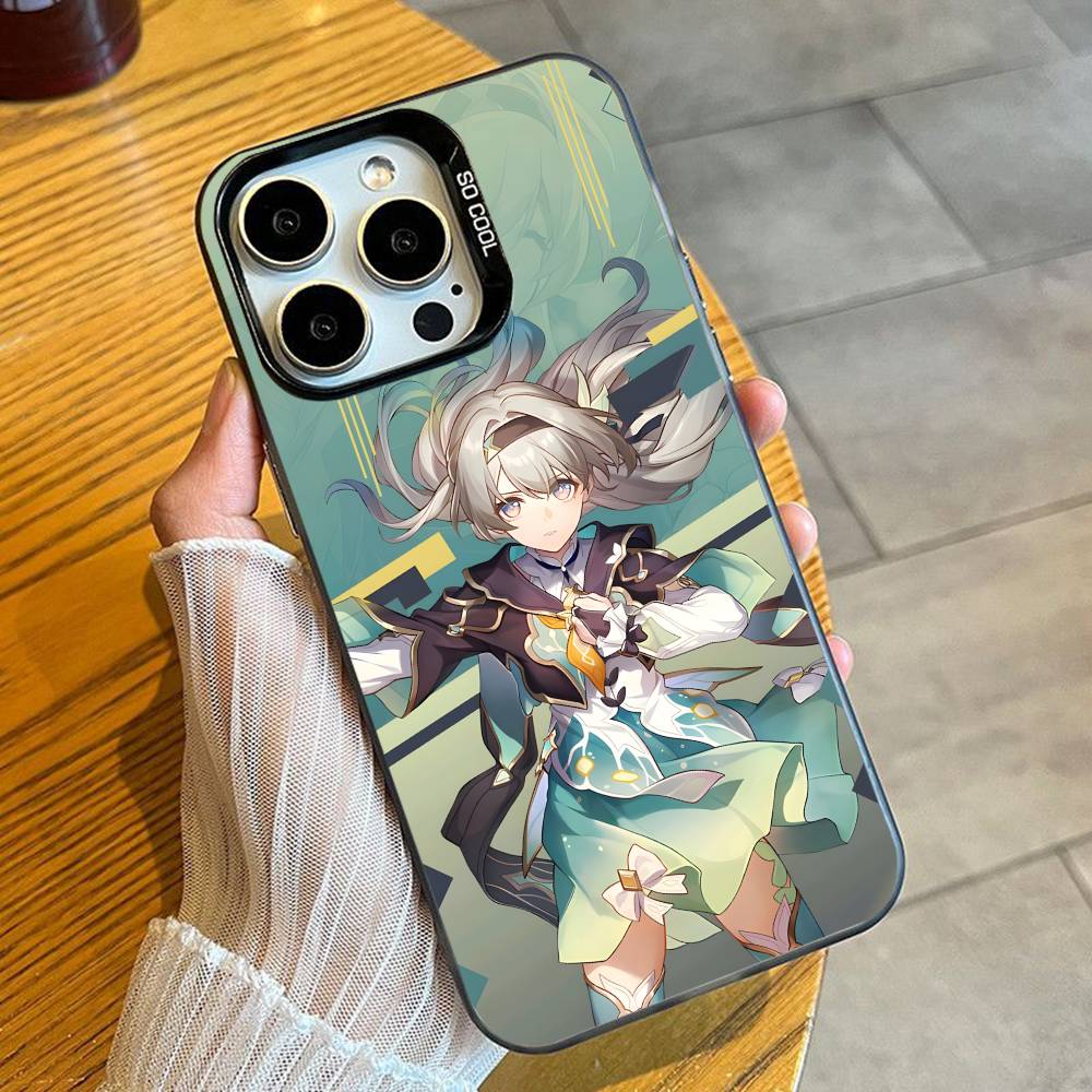 

HSR Game F-Fire-fly Mecha Girl Phone Case For iPhone 16 17 15 14 12 13 Pro Max Black Candy Matte Shockproof Cover iPhone13