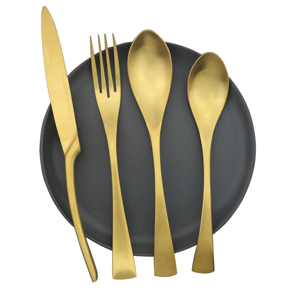 4pcs/set Western Tableware Set Stainless Steel Matte Cutlery Flatware Set Rose Gold Knife Fork Dessert Spoon Kitchen Dinnerware Set