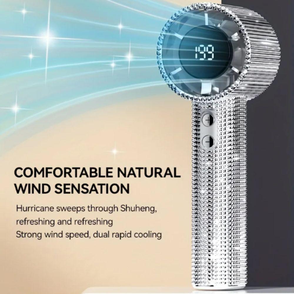LED Powered Handheld Personal Fan Cute Design USB Rechargeable Mini Fan Personal Use