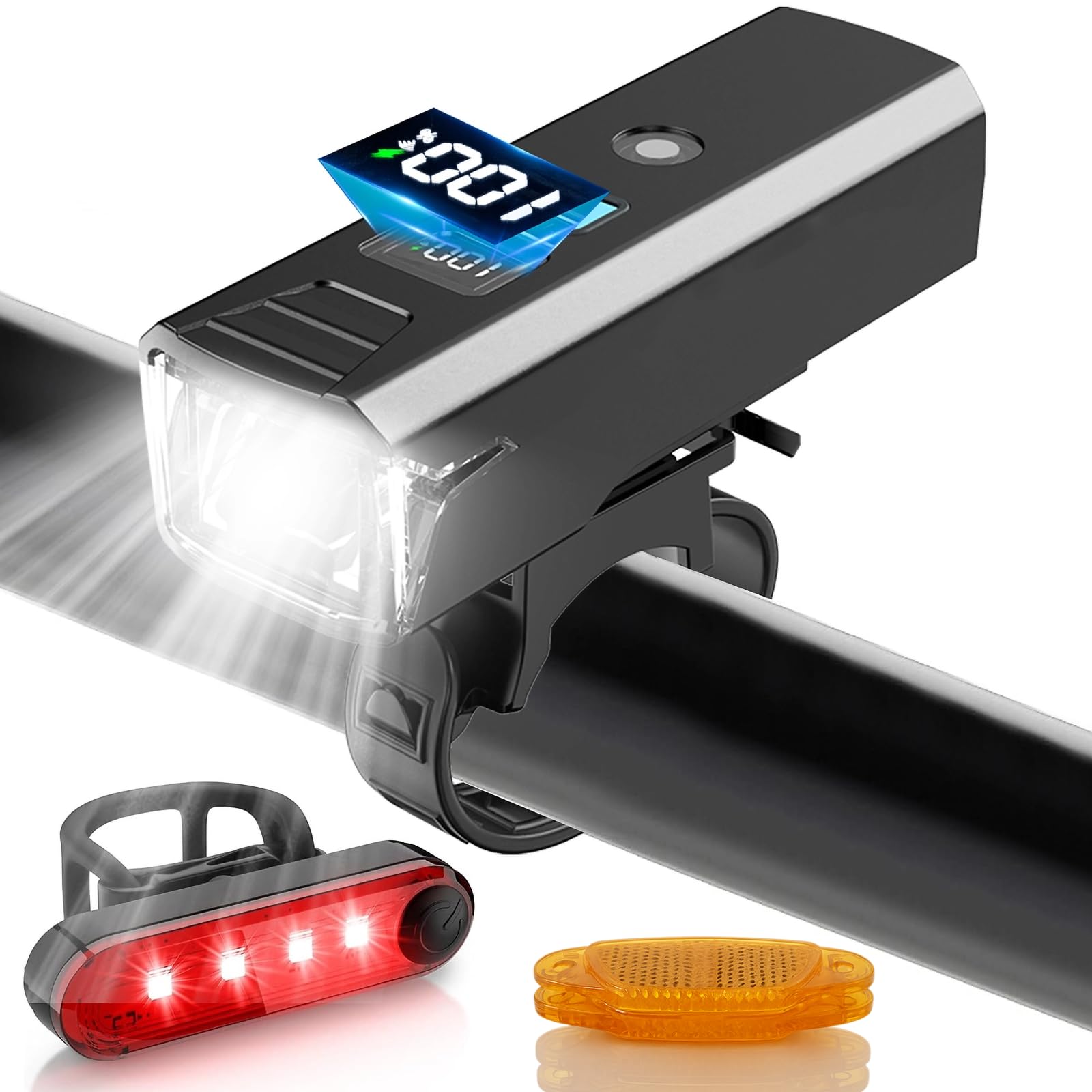 

Bicycle Light 5 Dimming Bicycle LED Battery Level Tail IPX7 High Brightness 2000 Wide Bicycle Accessory with Spoke Lights and LED Front and Rear Light