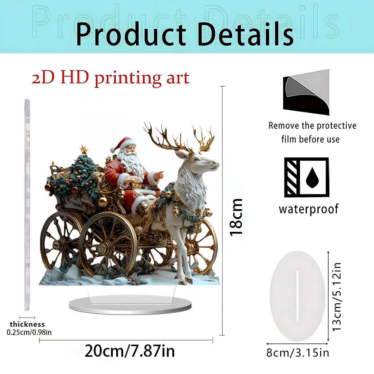 Christmas Santa Claus & Unicorn 2D Acrylic Ornament - Festive Desktop Decoration