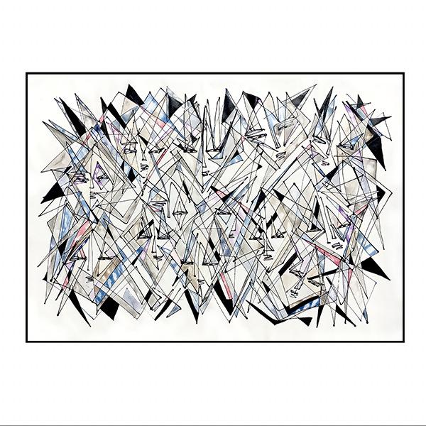 Modern Geometric Graffiti Canvas Art for Bedroom & Living Room