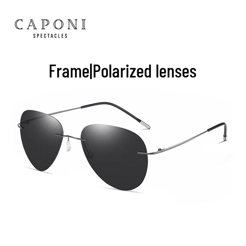 CAPONI Rimless Polarized Aviator Sunglasses