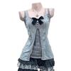 Retro Summer Japanese Soft Girl Bow Lace Skirt Set