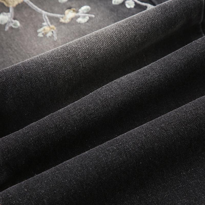 Women's Pant  Botanical Floral Embroidery Slim Thin Spice Girls Fashion Retro Hundred Old Do Old Casual Flare Jeans