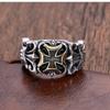 Vintage Thai Silver Cross Anchor Ring for Men Personalized Hip-Hop Punk Style Blackened Distressed Trendy Adjustable Finger