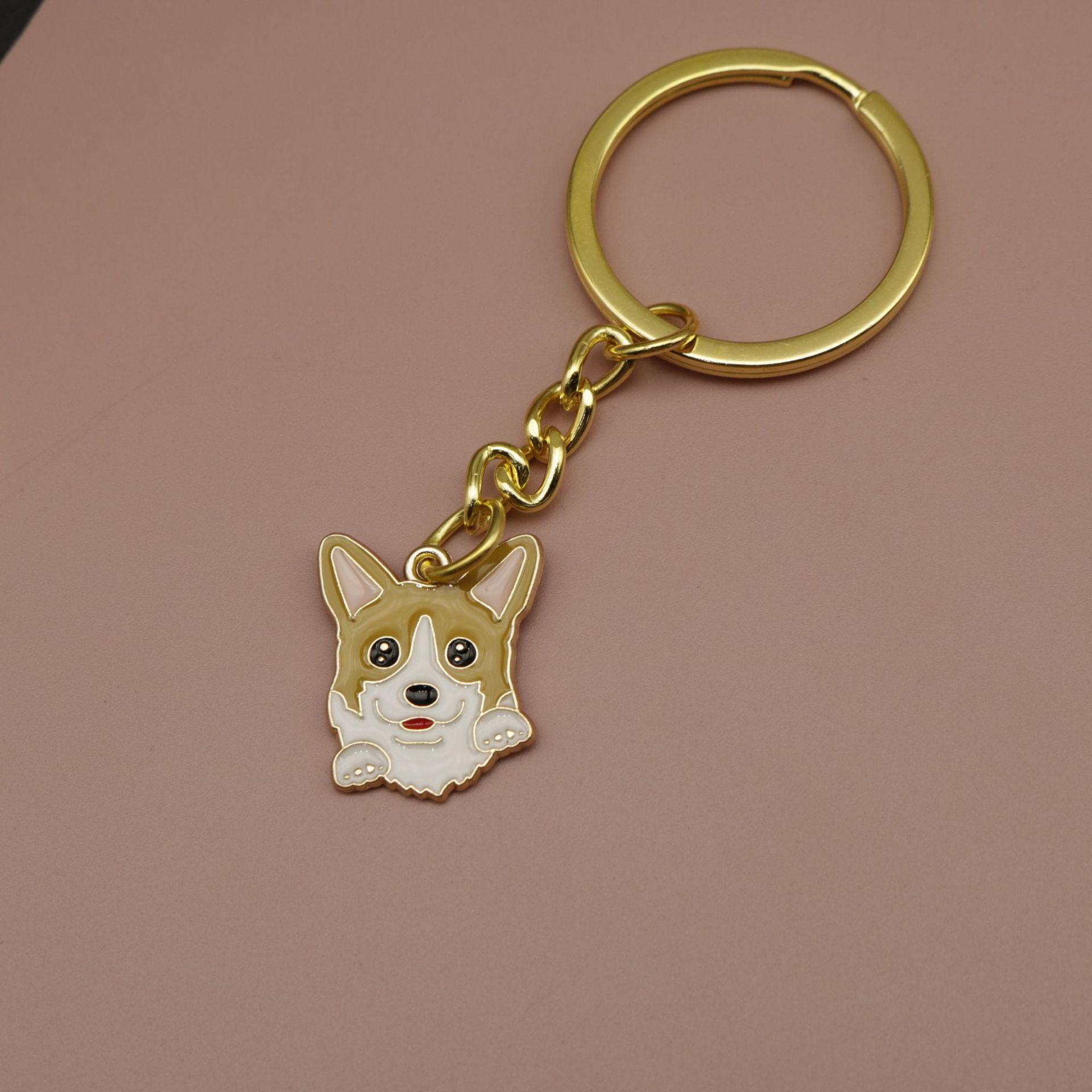 Hot Selling Simple Drip Oil Dog Keychain Pendant