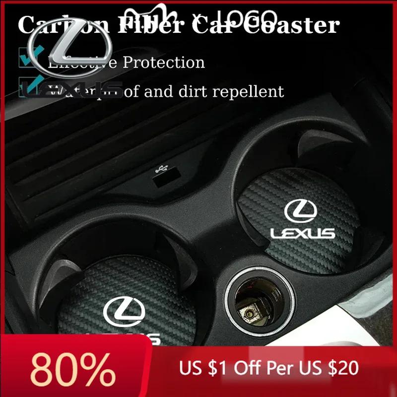 2026 Hot Interior Stickers 2Pcs Car Coasters Water Cup Mats Waterproof Slot Pads For Lexus RX330 IS250 Ct200h ES300h RX350 IS300 ZJ3
