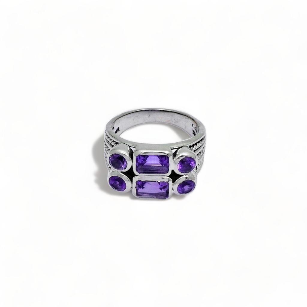 Natural Amethyst 925 Sterling Silver Ring - Gemstone Statement Jewelry