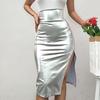 Autumn Skirts Sexy Solid Chic Pencil Skirt Long Skirt Package Hip Split High Waist Midi Skirt
