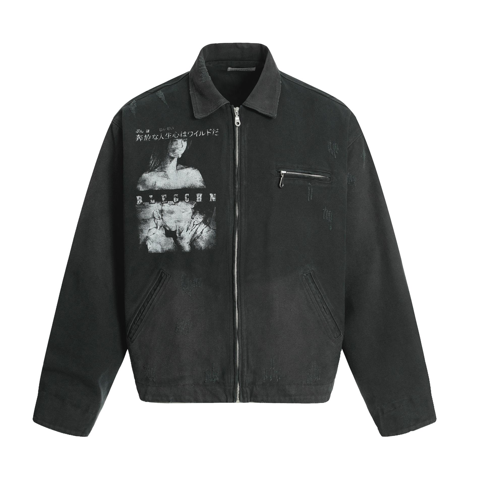 Men s Autumn American Street Trend Brand Blockbuster Washing Tooling Jacket Detroit Canvas Jacket S чёрный