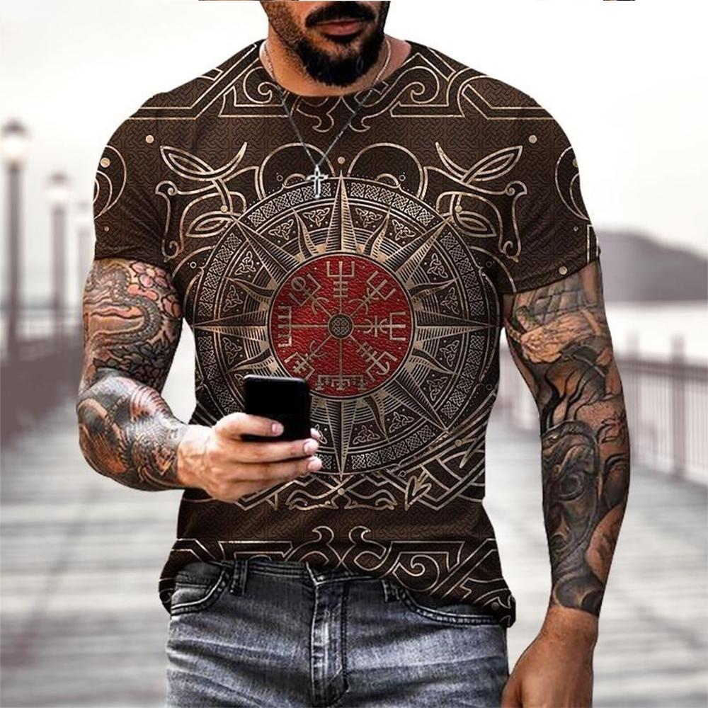 Transmission of love Viking Tattoo 3D Printing T-shirt Herenmode Straat Korte Mouw Tops Dames Zomer Pullover Oversized Tees Meerdere Opties 6XL
