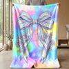 Rainbow Bow Fantasy Theme blanket Lightweight Warm Flannel Blanket Decorative Throw Blanket for Home Decoration
