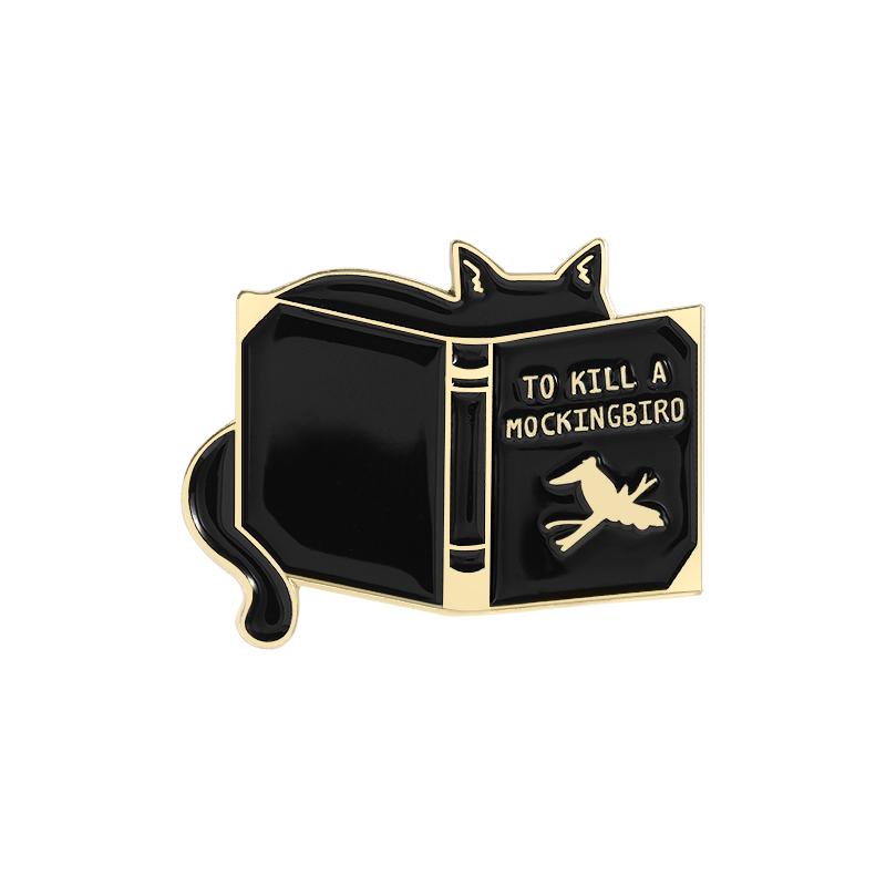 

To Kill A Mockingbird Enamel Pin Classic Novel Literature Black Reading Cat Book Lover Brooch Lapel Badge Friends Jewelry Gift