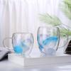 250/350ml Creative Feather Double Wall Glass Cup With Handle Espresso Cups Milk Latte Cappuccino Tea Water Couple Mug Gift