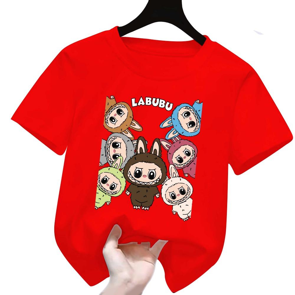 

Детская футболка для девочек и мальчиков с принтом Labubu, 3D-печать, короткий рукав 120