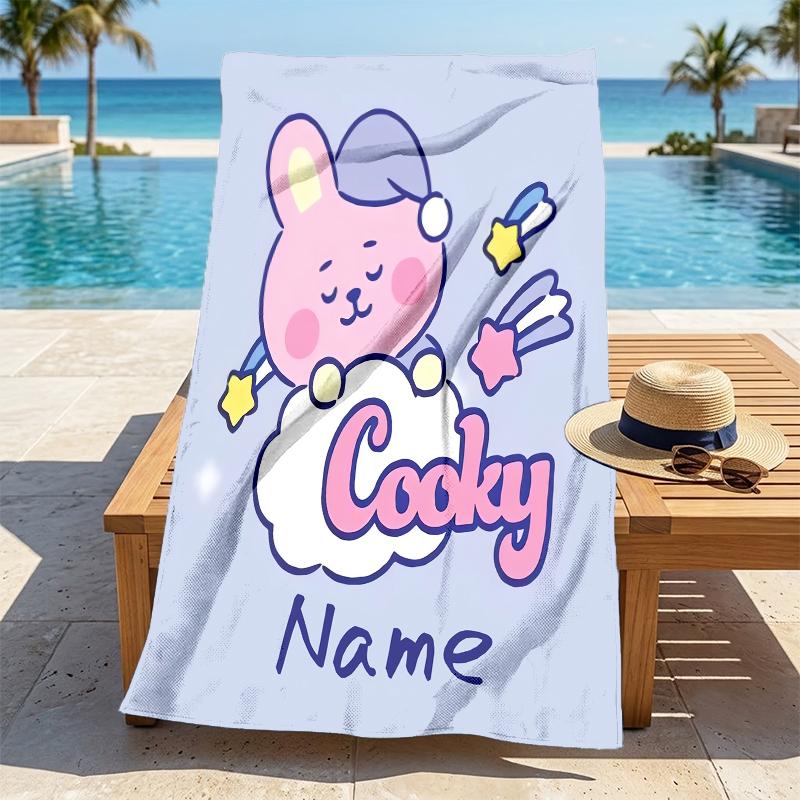 Custom Name Kawaii Friends Stylish Digital Printing Beach Towel Quick‑Drying Absorbent Blanket for Beach Pool Gym Travel