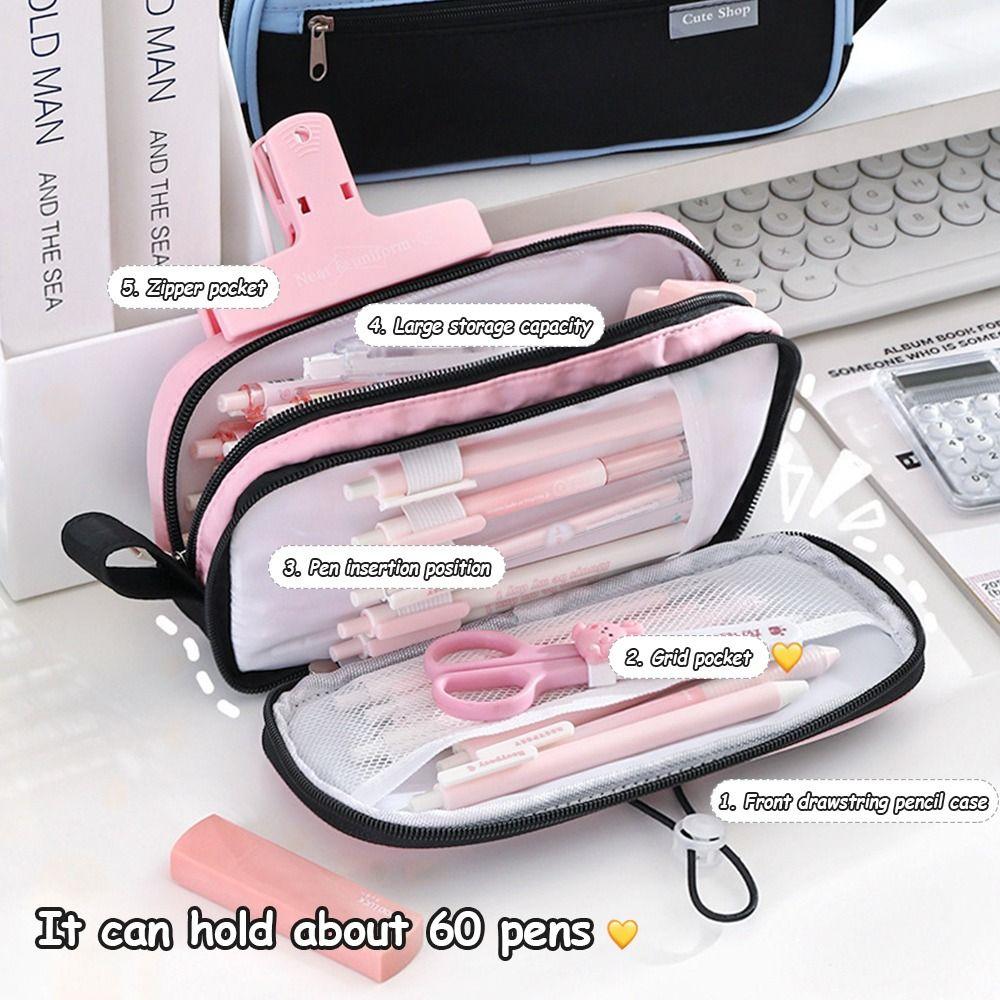 Large Capacity Pencil Pouch Portable Pen Bag New Stationery Organizer  School Supplies