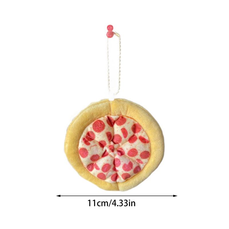 Creative Pizza Plush Toy Keychain Cartoon Ham Pizza Soft Stuffed Doll Pendant Car Key Ring Backpack Bag Decor Kid Gift
