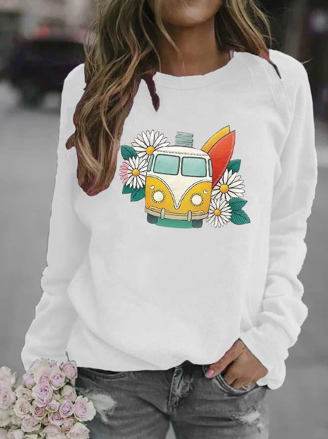 Women's Printed Round Neck Hoodie