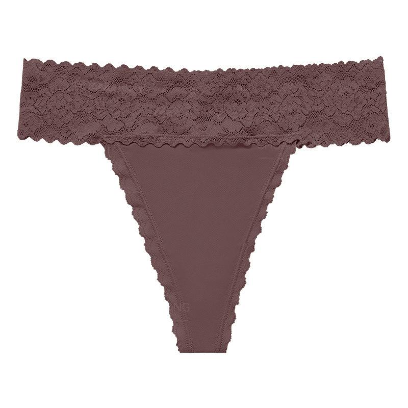 European and American Lace Splicing T-shaped Underwear Women's Large Size Sexy Seamless Low Waist Pure Cotton Crotch Sports Fitness Underwear